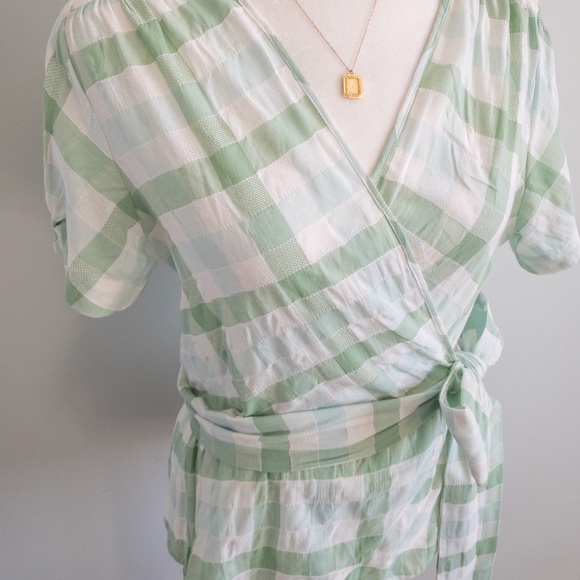 Checkered Wrap Blouse - Picture 3 of 7